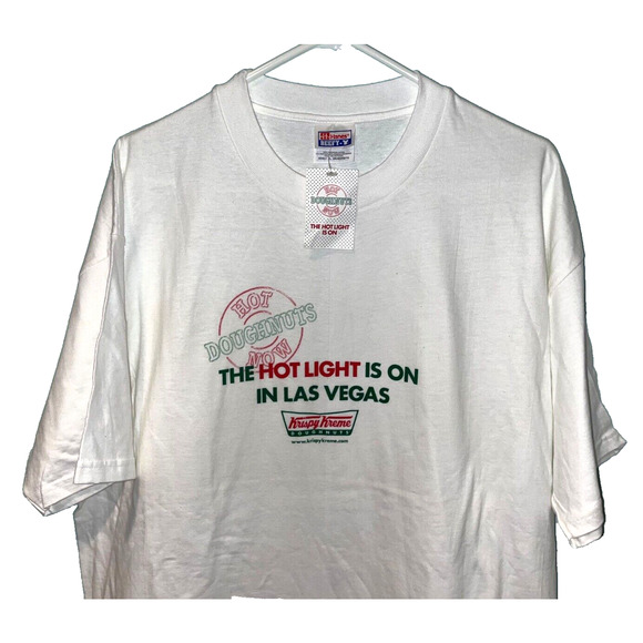 Krispy Kreme Doughnuts Vintage The Hot Light Is On Las Vegas T Shirt NWT Sz. XL - Picture 1 of 7